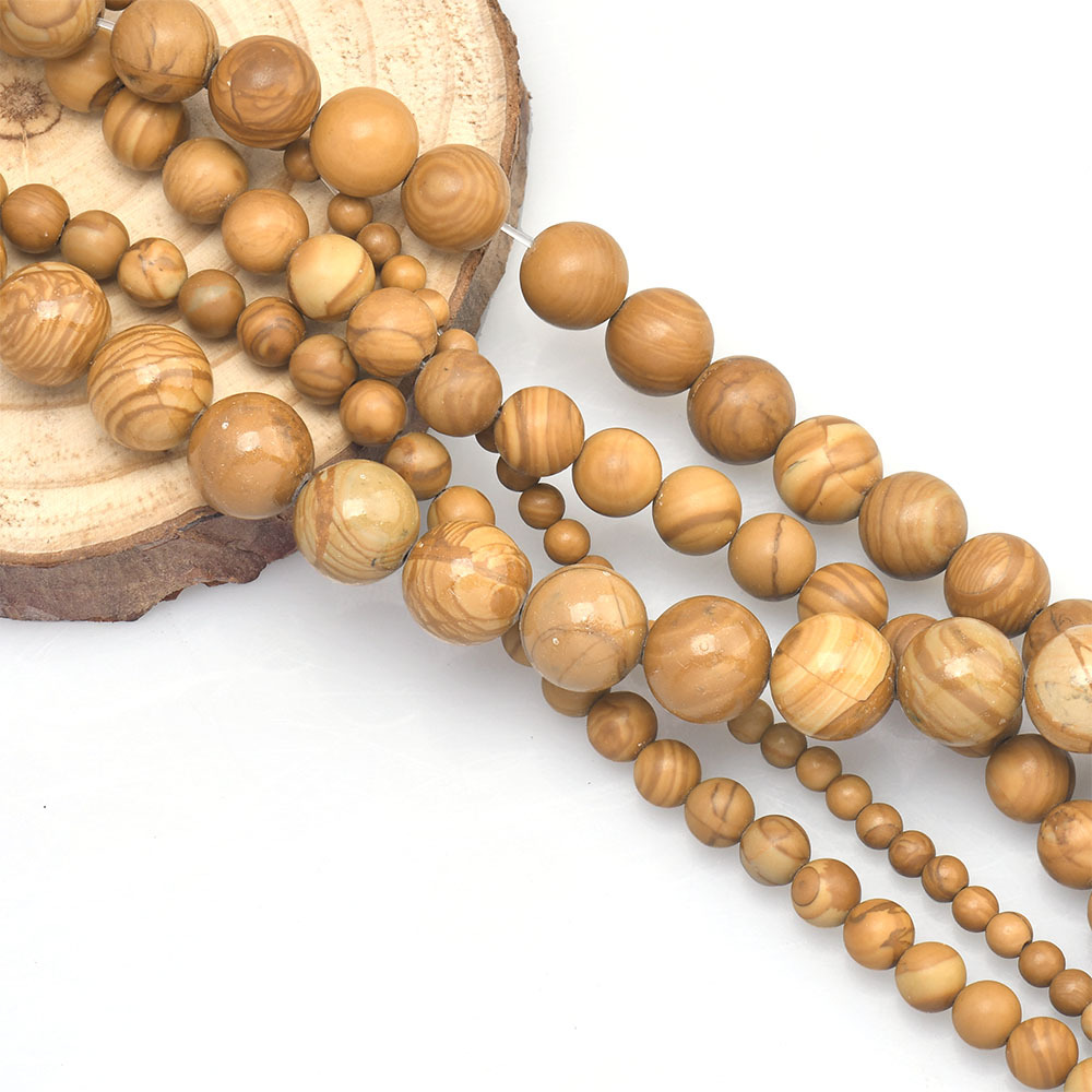Natural Yellow Line Stone Beads for Jewelry Making
